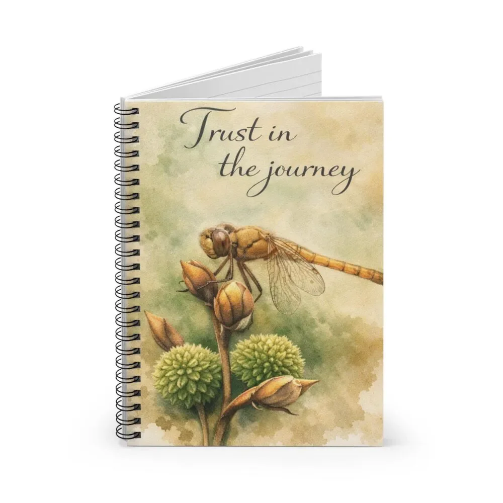 Trust in the Journey dragonfly notebook | spiral ruled journal